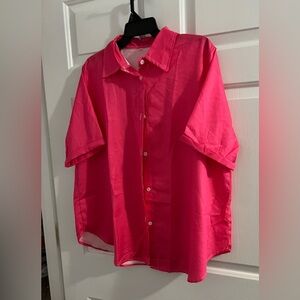 Hot Pink Button Down Blouse- 🔥Like New🔥
